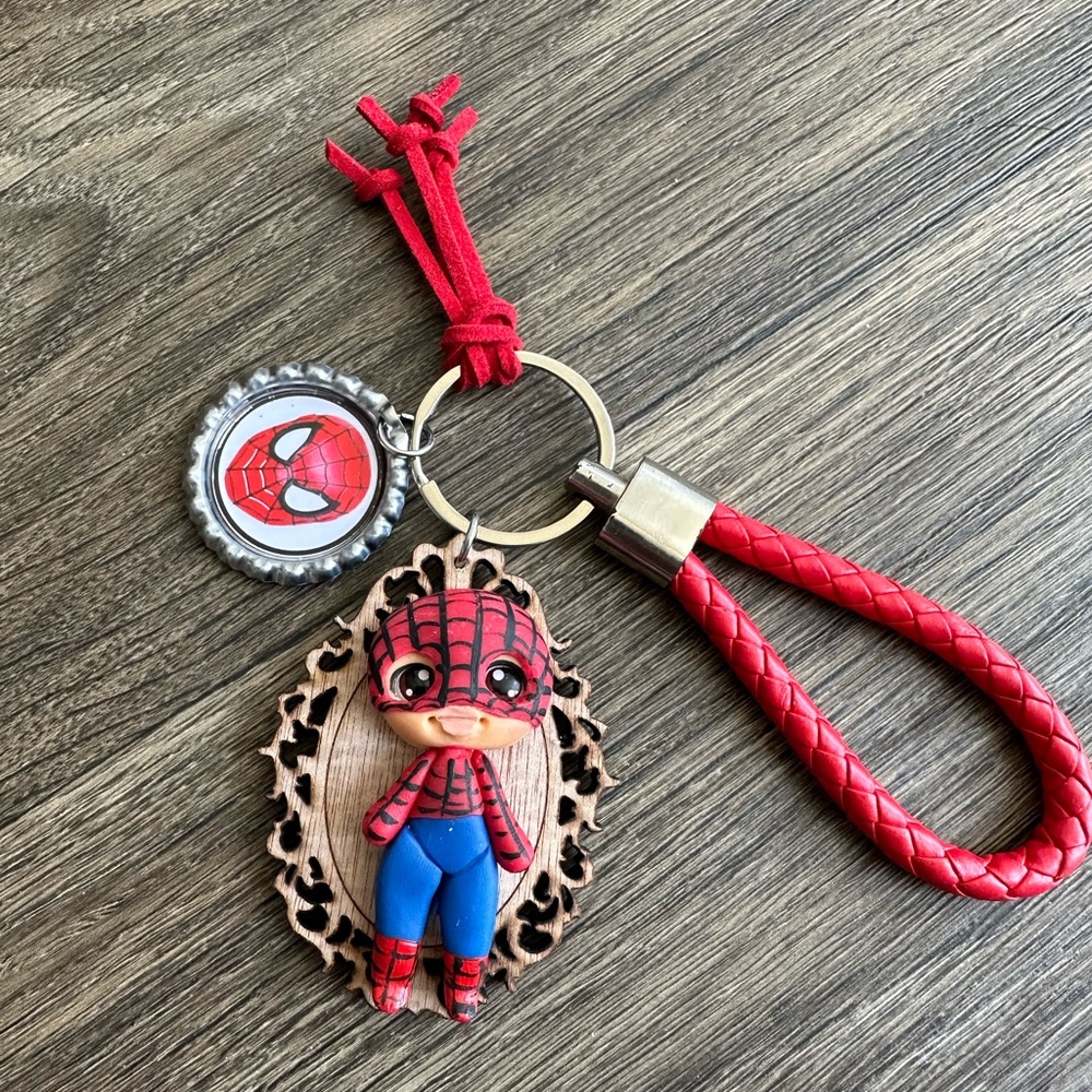 Spiderman keychain / Spider-Man porcelain keychain handmade